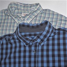 LOT OF 2 MEN&#39;S 2XL / XXL BLUE CHECK  / PLAID SHIRTS ~ VGC ~ LONG SLEEVED... - £15.58 GBP