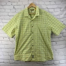 Cabela’s Cool Max Button Down Shirt Mens Sz L Yellow Plaid Short Sleeve - £19.32 GBP