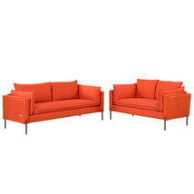 2 Piece Sofa Sets Modern Linen Fabric Upholstered Loveseat and 3 Seat Co... - £733.85 GBP