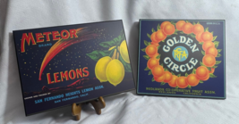 Repros Of 2 Vtg Citrus Fruit Labels On Top Of Boxed Wood Frame Wall Hanging - $39.95