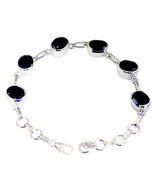 elegant Black onyx 925 Solid Sterling Silver Black Bracelet genuine whol... - $37.61