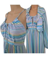 Hippie Dress Maxi Striped Print Summer Vintage 70s S - €50,88 EUR