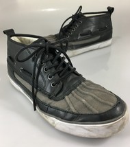 Polo Ralph Lauren 11.5 D Parkstone MID Black Gray Leather Canvas Gym Shoes - £30.15 GBP
