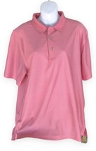 Cubavera Mens Large Peach Pink Textured Short Sleeve Polo Shirt Size Large - $11.43