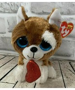 Ty Beanie Boos Smootches 2018 small plush puppy dog Valentine red glitte... - $6.23