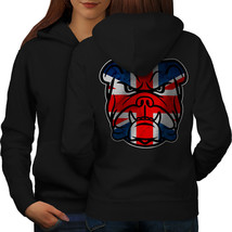 Brittish Bull Dog Flag UK Sweatshirt Hoody Puppy Face Women Hoodie Back - $21.99