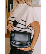Black Faux Leather Flap Shoulder Bag - $40.01