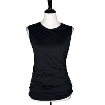 Theory Twist Sleeveless Top Apex Tee Black Ruched Sides Women&#39;s Size M - $39.59