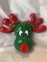 Vintage Kimble Style Hand-Painted Christmas Ceramic Reindeer Wall Hanging - £15.97 GBP