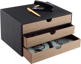 Faux Leather Executive Office Supplies Desktop Filing A4 File Cabinet/Holder - £47.78 GBP