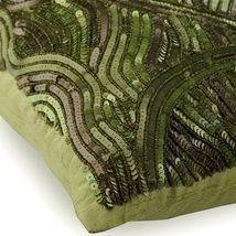 Sequins &amp; Beaded 16&quot;x16&quot; Art Silk Green Throw Pillows Cover, Chlorophyll - £29.64 GBP+