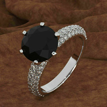 5CTCW Round Black Simulated Diamond 14k White Gold Plated Wedding Ring - £79.20 GBP