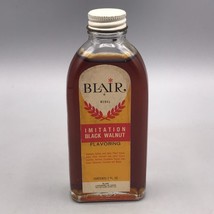 Vintage Blair Black Walnut Flavor Glass Bottle Advertising Packaging Design - $40.32