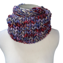 New Hand Knit Infinity Alpaca Silk Chunky Knit Cowl Blue Purple Red Pink Scarf - £26.77 GBP