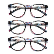3 Pair Ladies Womens Round Big Frame Blue Light Blocking Reading Glasses... - $12.99