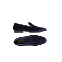 Mens Santino Luciano Shoes Soft Velvet Slip on Loafer Formal C351 Navy Blue image 8