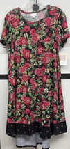 NWT 2.0 LuLaRoe Large Black Pink Red Cream Floral Dot Dipped Carly Swing Dress - £23.89 GBP