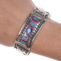 6.5&quot; Abraham Begay Navajo Silver Sugilite, High grade turquoise, opal, and coral - £702.16 GBP