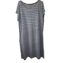 Loft Plus Gray &amp; White Stripe Short Sleeve Dress - £11.37 GBP