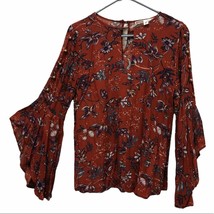 Gypsies &amp; Moondust Multi Color Floral Thin peasant Blouse with keyhole Size M - £19.83 GBP