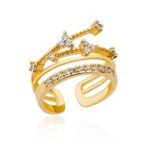 Zircon Flower Branch Ring For Women Multi-layer Stainless Steel Gold Plated Adju - £22.33 GBP