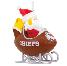 NFL Kansas City Chiefs Santa Football Sled Christmas Ornament Hallmark NEW - £23.48 GBP