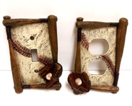 Baseball Styled Light Electrical Switch Plate Covers Decor Set Of Two - £11.19 GBP