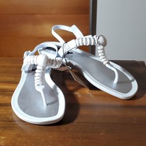 Grandco NWT Sandal Lightweight Foam  Flip Flops Ankle Strap White Gemsto... - $27.44