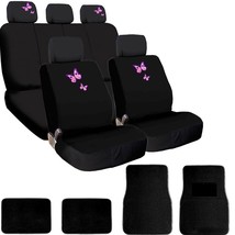 For Mazda New Butterfly Black Flat Cloth Car Truck Seat Covers Floor Mats Set - £40.88 GBP