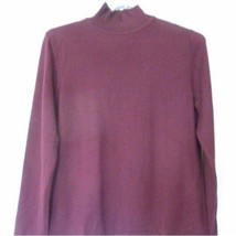 100% merino wool mock turtleneck Sweater Valerie Stevens Sz M Burgundy - $595.20 MXN