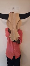 Modern Art Handmade Wood Bull Face With Horns Decorative Wall Art Home Decor - £145.57 GBP