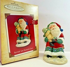 Hallmark RECORDABLE Keepsake Ornament Sittin on Santa&#39;s Lap - £10.17 GBP