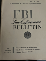 FBI Law Enforcement Bulletin November 1950 J Edgar Hoover Thomas Kling w... - $47.50