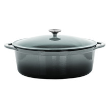 MegaChef 7 Quarts Oval Enameled Cast Iron Casserole in Gray - $156.99