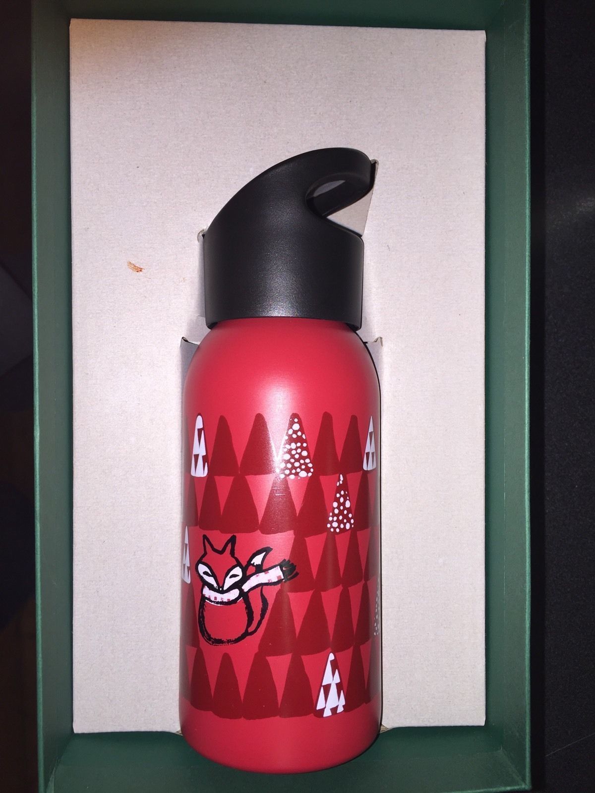 Starbucks 2016 Red Fox Stainless Steel 12-Ounce Water Bottle NEW IN BOX - £20.53 GBP