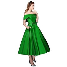 Off The Shoulder Short Tea Length Beaded Prom Homecoming Dress Green US 2 - $66.32