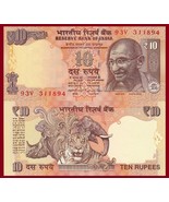 India P102s, 10 Rupees, Mahatma Gandhi / Tiger, rhinoceros, elephant UNC... - $23.05 MXN