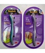 2 Scotch Gift Wrap Cutter with Built-in Ribbon Curler Purple and Aqua TW... - $20.69