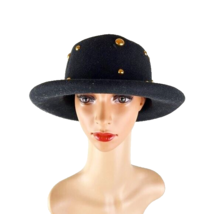 Bollman Company Studded Hat Doeskin 100% Wool Felt Gold Dome Studs - $30.69