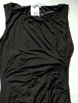 Womens Black Meaneor M Ruched Dress Stretch Sleeveless Knee Length Classic NEW - £15.58 GBP