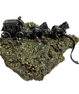 Vintage Pyrite Mineral Rock Pewter Horse Covered Wagon Western - $65.17 CAD