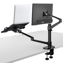 Monitor And Laptop Mount, 2-In-1 Adjustable Dual Arm Desk Mounts Single Desk Arm - £117.35 GBP