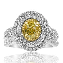 Certifié GIA 1.96 Carat Ovale Brillant Lumière Jaune Bague Diamant 14k or Blanc - $4,008.89