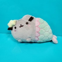 Gund Pusheen Cat Mermaid Tail Kitty Gray Chubby Plush Stuffed Animal Toy 7&quot; - £15.47 GBP