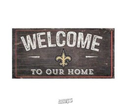 NFL Welcome To Our Home Distressed Wood 12&quot;Wx6&quot;L Sign New Orleans Saints - £13.70 GBP