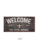 NFL Welcome To Our Home Distressed Wood 12&quot;Wx6&quot;L Sign New Orleans Saints - $23.44 CAD