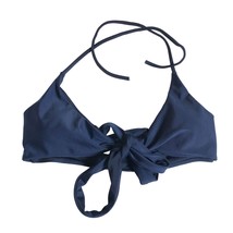 Womens Bikini Top Tie Front Wrap Halter Navy Blue S - $4.99