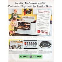 Vtg GE General Electric Range Oven Ad Yellow Green Retro Kitchen Cooking... - $7.99