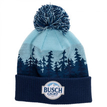 Busch Light Beer Forest Range Jaquard Knit Cuff with Pom Beanie Blue - $29.98