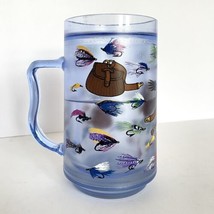 Big Chill Fly Fishing Lures Double Wall  Handled Blue Freezer Beer Mug 16oz - £27.87 GBP